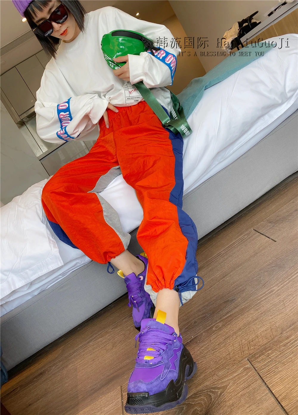 2025 Autumn New Oversized Patchwork Casual Pants Loose Stylish High Waist Jogger Slacks Versatile Straight Solid Color Trousers