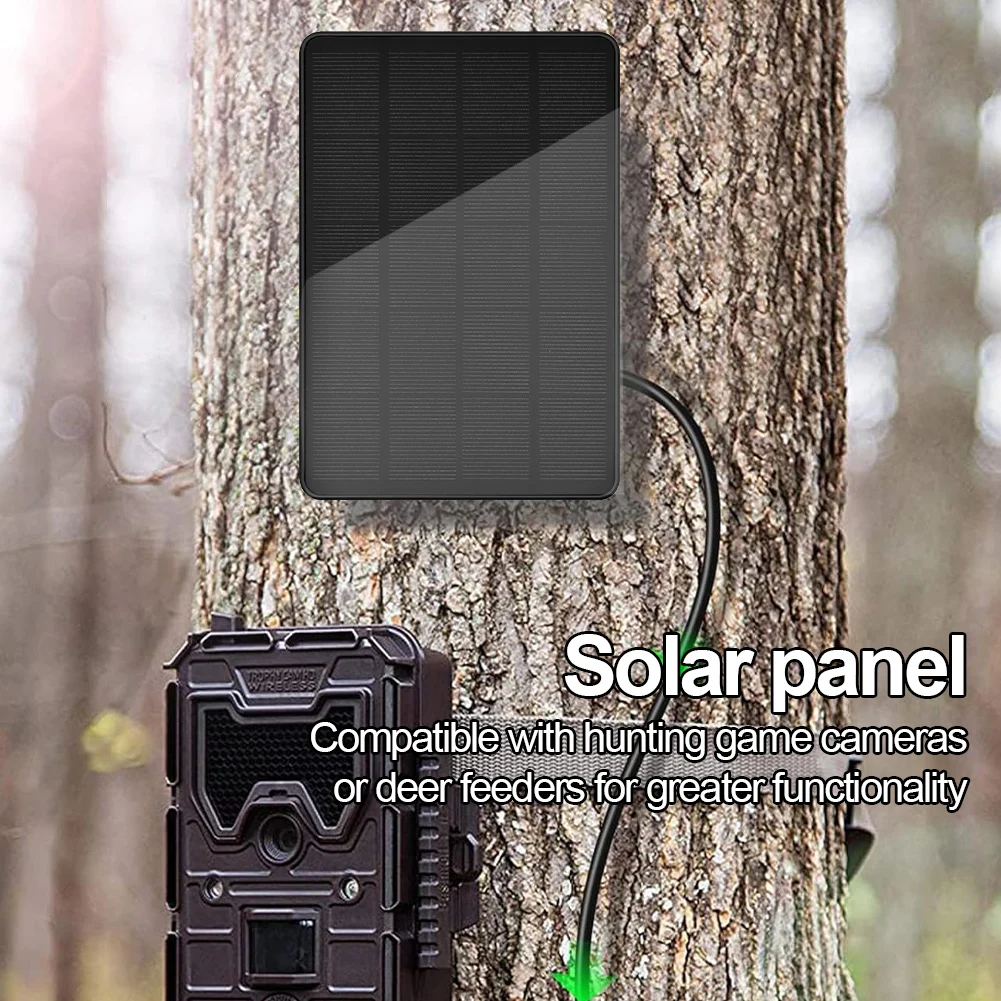 3W 12V/6V Trail Cam Solar Panel 360° Rotation Build-in 5000mAH Battery Solar Battery Charger Kit for Hunting Camera/Deer Feeder