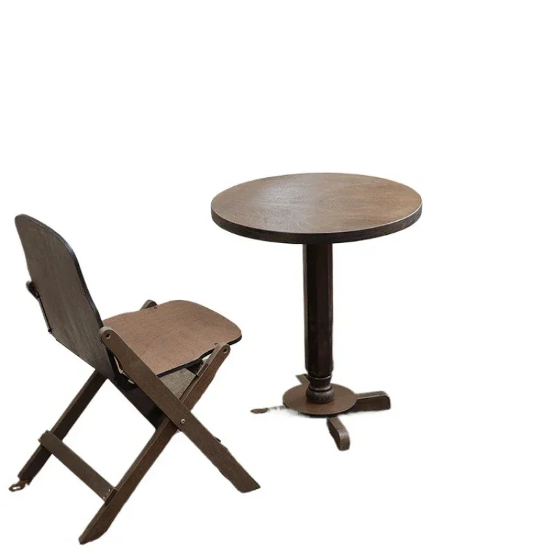 

Internet celebrity coffee table chair folding combination retro solid wood home small apartment
