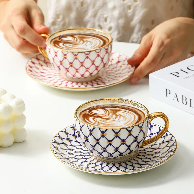 Nordic Style Bone China Gold Handle Coffee Cup Ceramic High-End Milk Tea Cup Creative Afternoon Tea Black Tea Cup