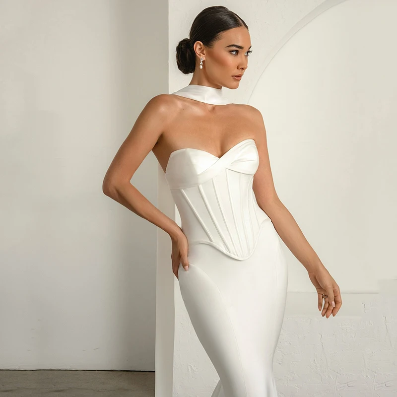 Eightree 2026 Long Mermaid Wedding Dresses Sweetheart Sweep Train Scarf Bridal Dress White Wedding Ball Prom Gowns Customized