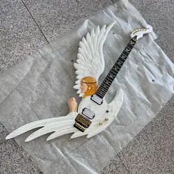 Engraving electric guitar, angel man, shipping pictures, free package mail home.