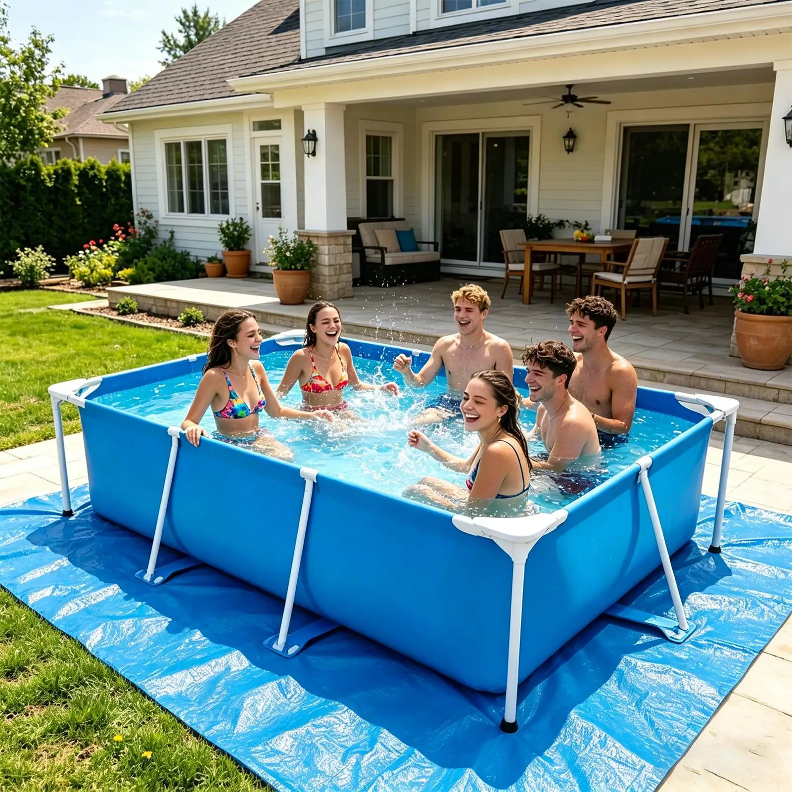 Pool Liner Pad Waterproof Puncture Resistant Tarp Under Pool Padding Floot Mat For Outdoor Home Commercial Backyard Camping