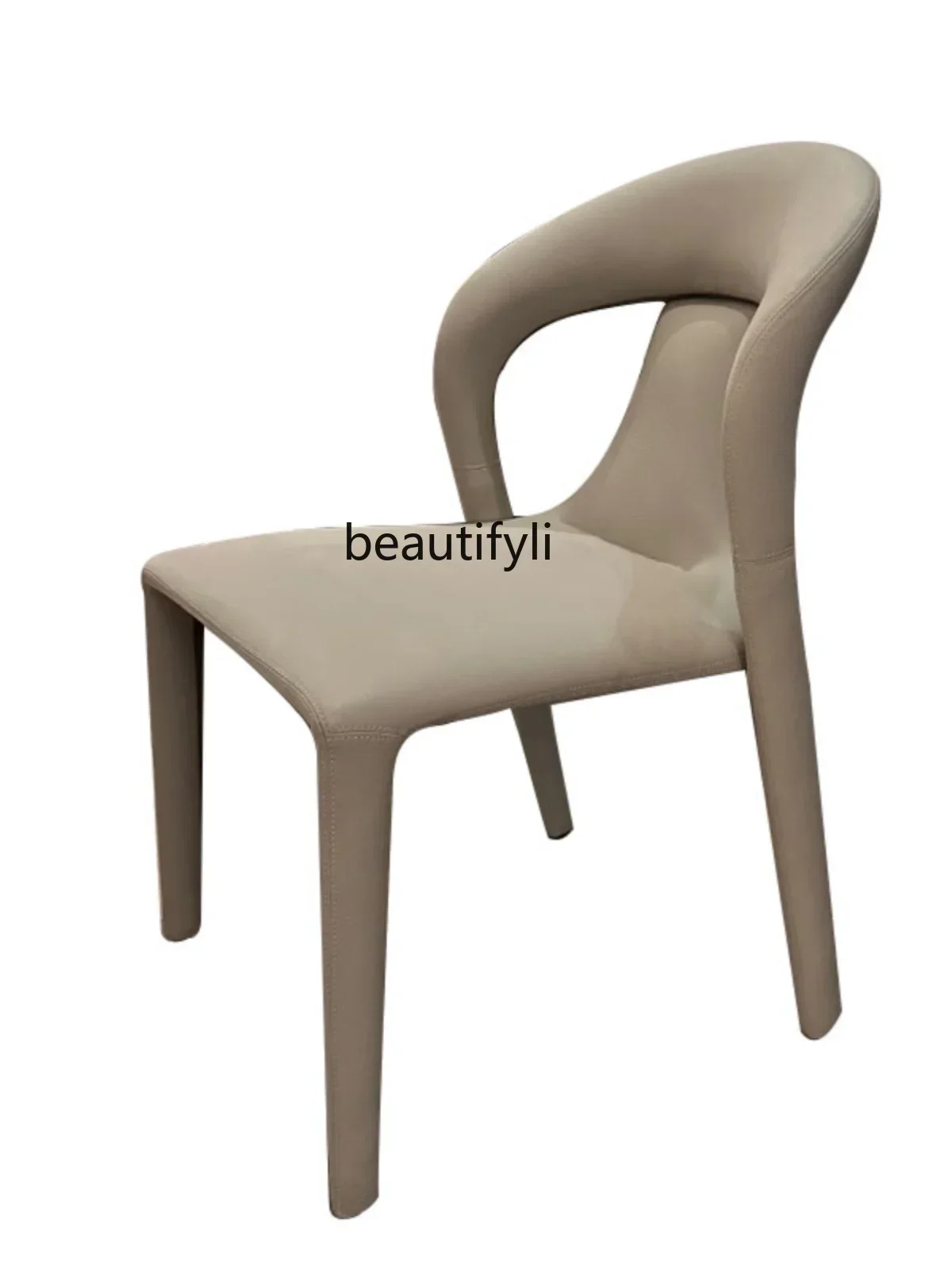 Home All-Match Backrest Leisure Chair Solid Wood Microfiber Cat Scratch Full Leather Luxury Villa Minimalist Dining Chair New