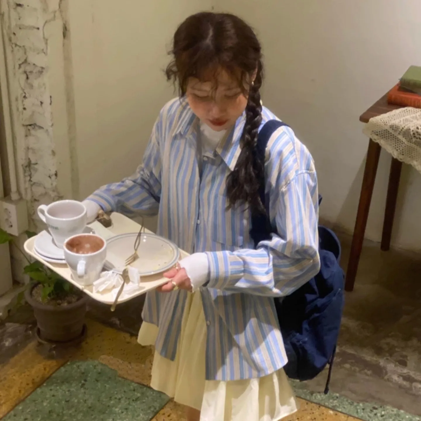 เสื้อคลุมยาวลายทางสไตล์เกาหลี ฤดูร้อน 2025 สีซีอัลต์ชีสสตรอเบอร์รี่ ระบายอากาศได้ดี สวมใส่สบายสำหรับผู้หญิง...