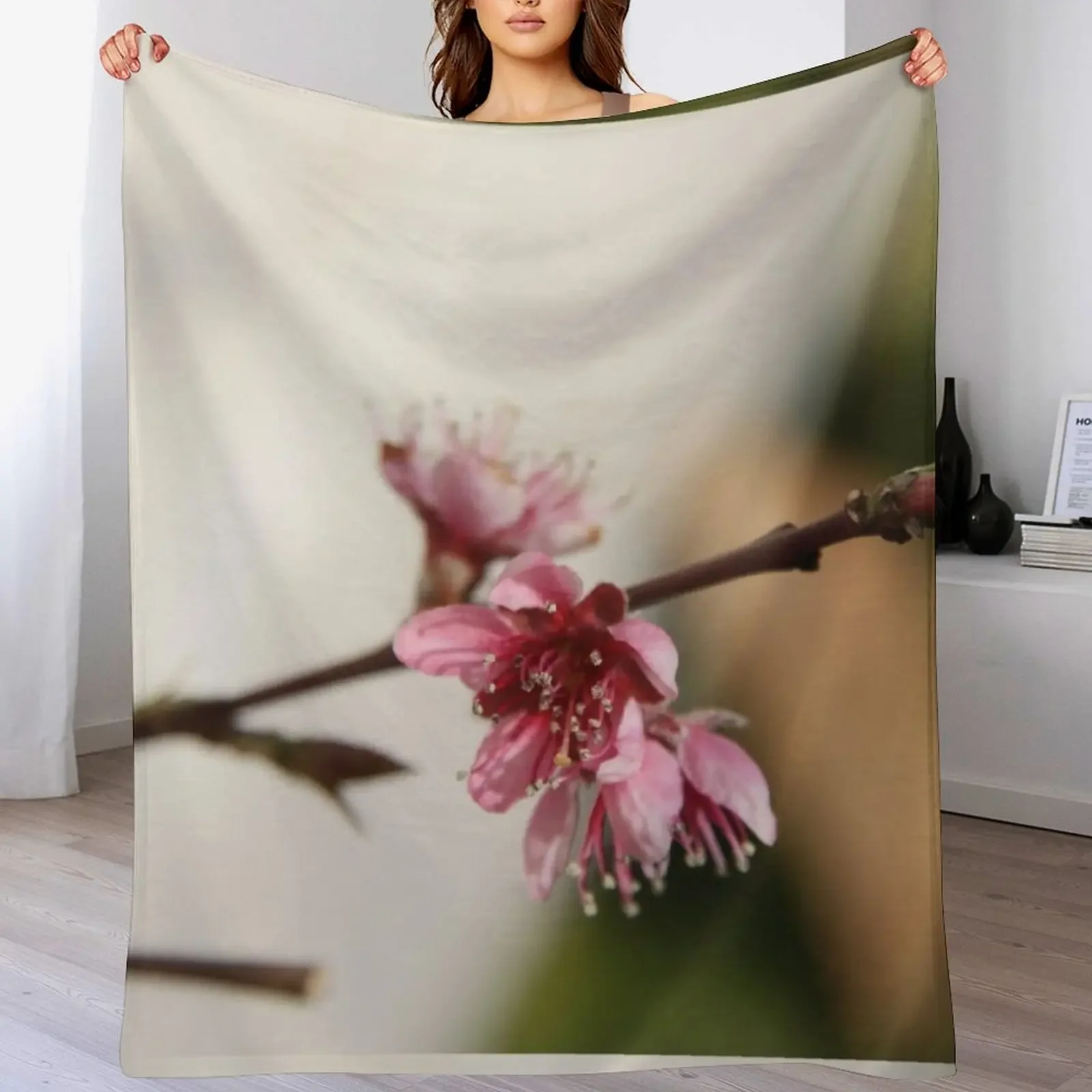 

Pink peach tree flower blossom branch Throw Blanket Quilt wednesday blankets and throws Blankets