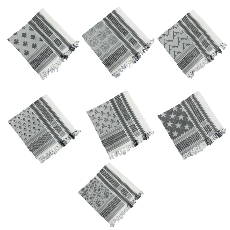 95AB وشاح صحراوي شماغ أبيض وأسود كوفية عربية شال لف شرابات أغطية رأس