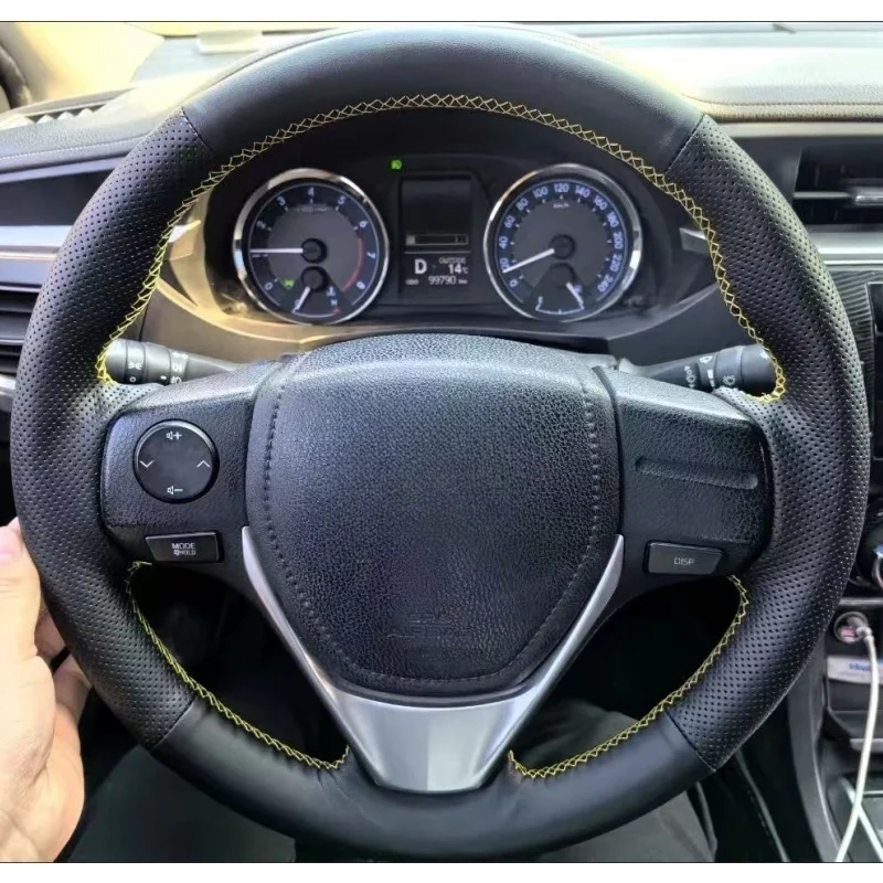 

Custom Hand-stitched Black Microfiber Leather Steering Wheel Cover For Toyota 2013-2018 Corolla 2014-2019 iM (US) 2017-2018