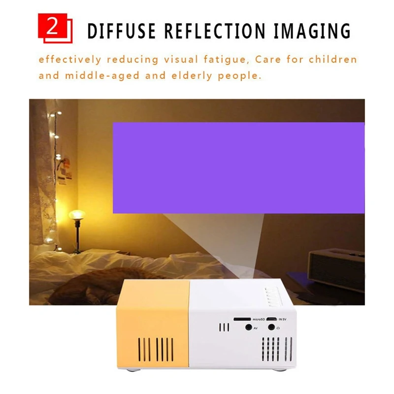 School Season Multi-Functional Classroom Mini Projector Easy Carrying With US Plug,Black-White