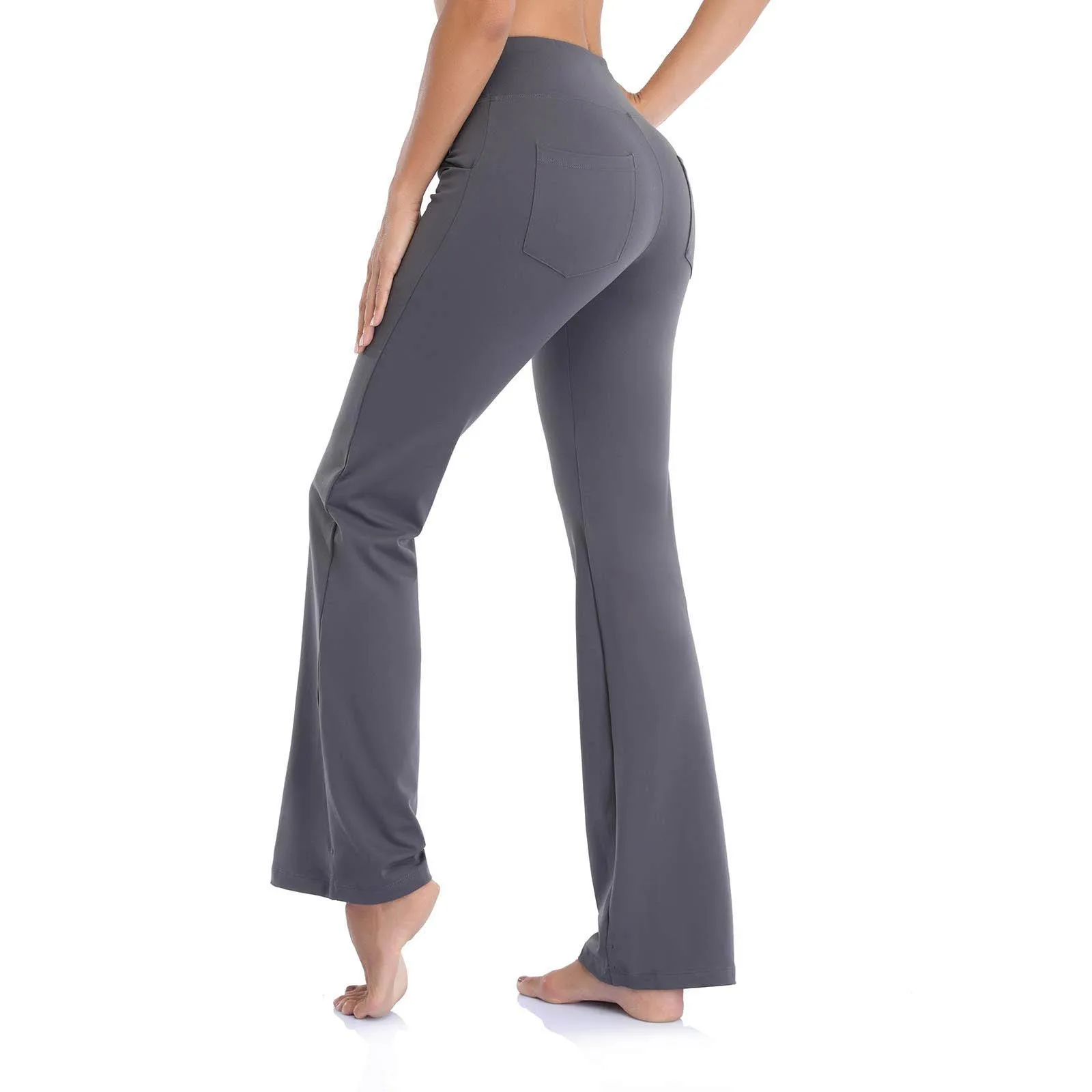 Calça feminina esportiva casual de cintura alta com bolsos, calça feminina queimada, moletom de corredores