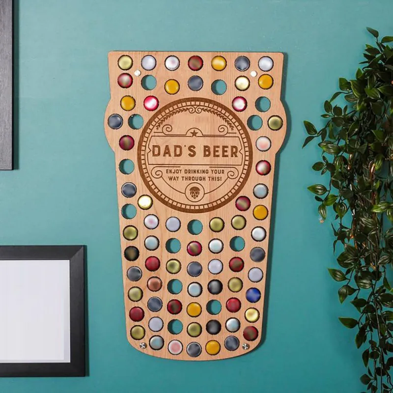 Wall Beer Cap Holder Bottle Cap Display Wooden Plywood Eye Catching Beer Cover Bracket Beer Cap Map Collection Decorate Wall