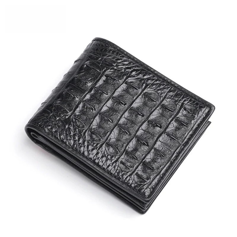 Crocodile Skin Backbone Clip Genuine Leather Zero Short Wallet For Men's Business And Leisure Card Bag Coin Purses Holders Purse