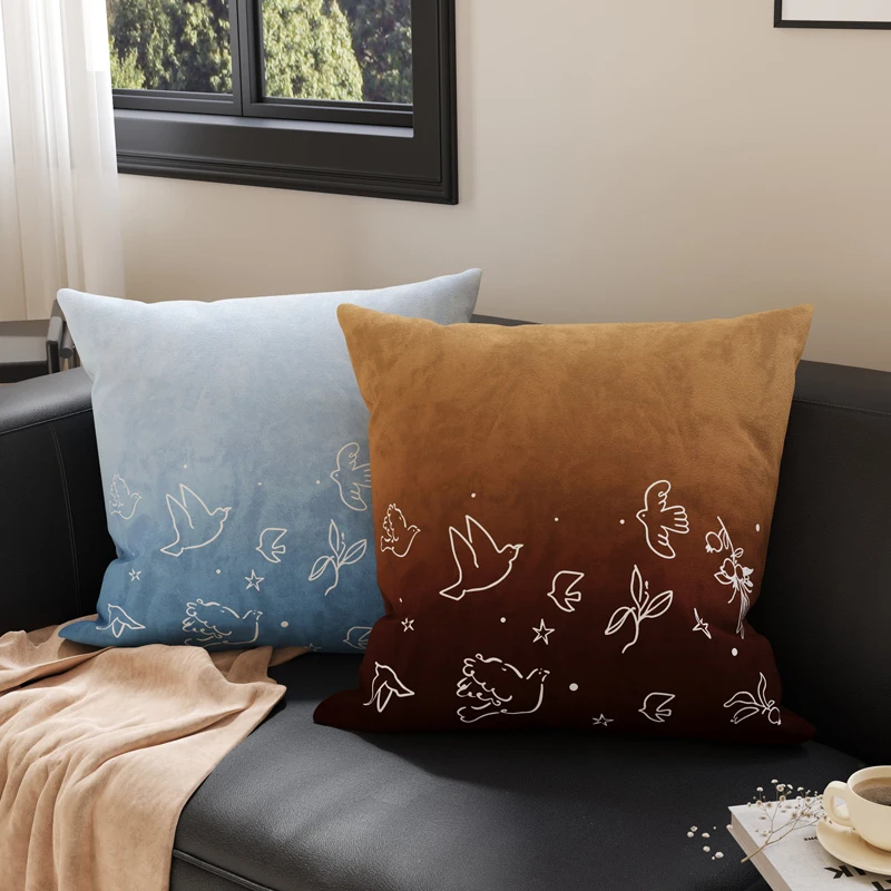 Ins Gradient Pillowcase Living Room Sofa High-End Backrest Pillow with Core Homestay Bedroom Bed Head Pillow Cover
