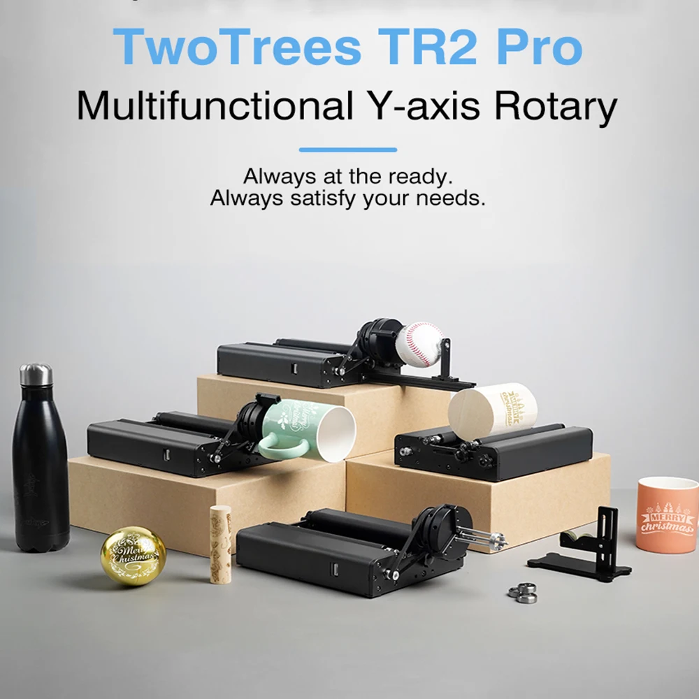 Twotrees-Tr2 Pro Rolo rotativo, acessório de gravador a laser, quatro em 1 eixo, eixo Y, uso para cilindro de coluna, gravura de garrafas