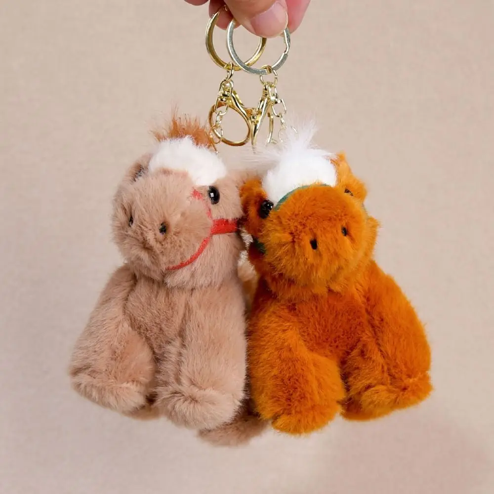 Chinese Style Vintage Pony Keychain PP Cotton Mascot Cartoon Animal Stuffed Cartoon Comfortable Chinese Horse Keyring