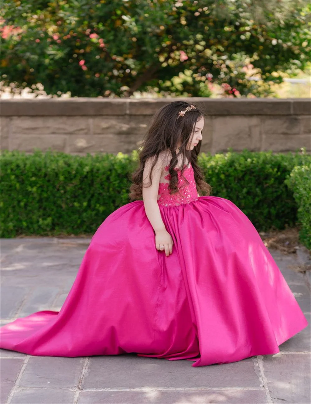 

Elegant Satin Children's Wedding Dress 2024 for Parties Dances Communion Princess Evening Dress Baby Girl Customized