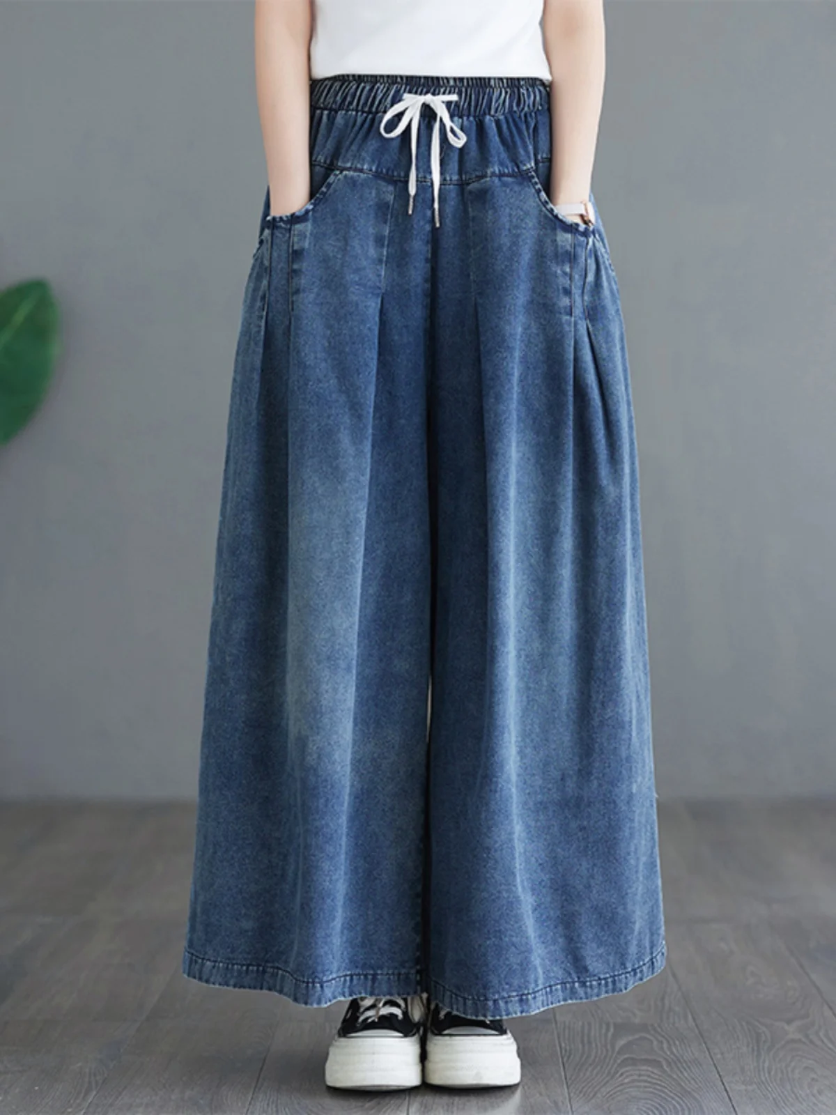 

Широкие джинсы с высокой талией, женские свободные джинсы в стиле ретро, повседневные длинные брюки, синие джинсы, широкие брюки с высокой талией