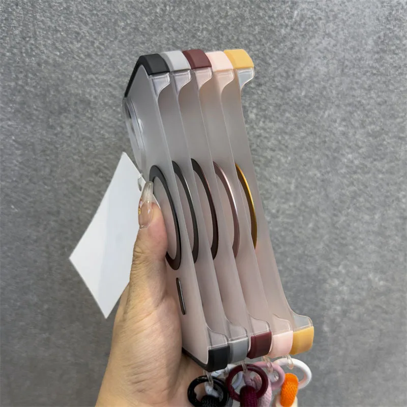 Frameless For Magsafe Magnetic Matte Case For iPhone 16 Pro Max 12 13 14 15 Plus Wrist Strap Cord Soft Shockproof Bumper Cover