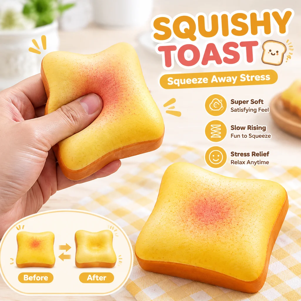 Butter Toast Bread Soft Squishy Slow-Rise Simulation Toys for Stress Relief Anti-Anxiety Sensory Fidget Toys for Adults ADHD