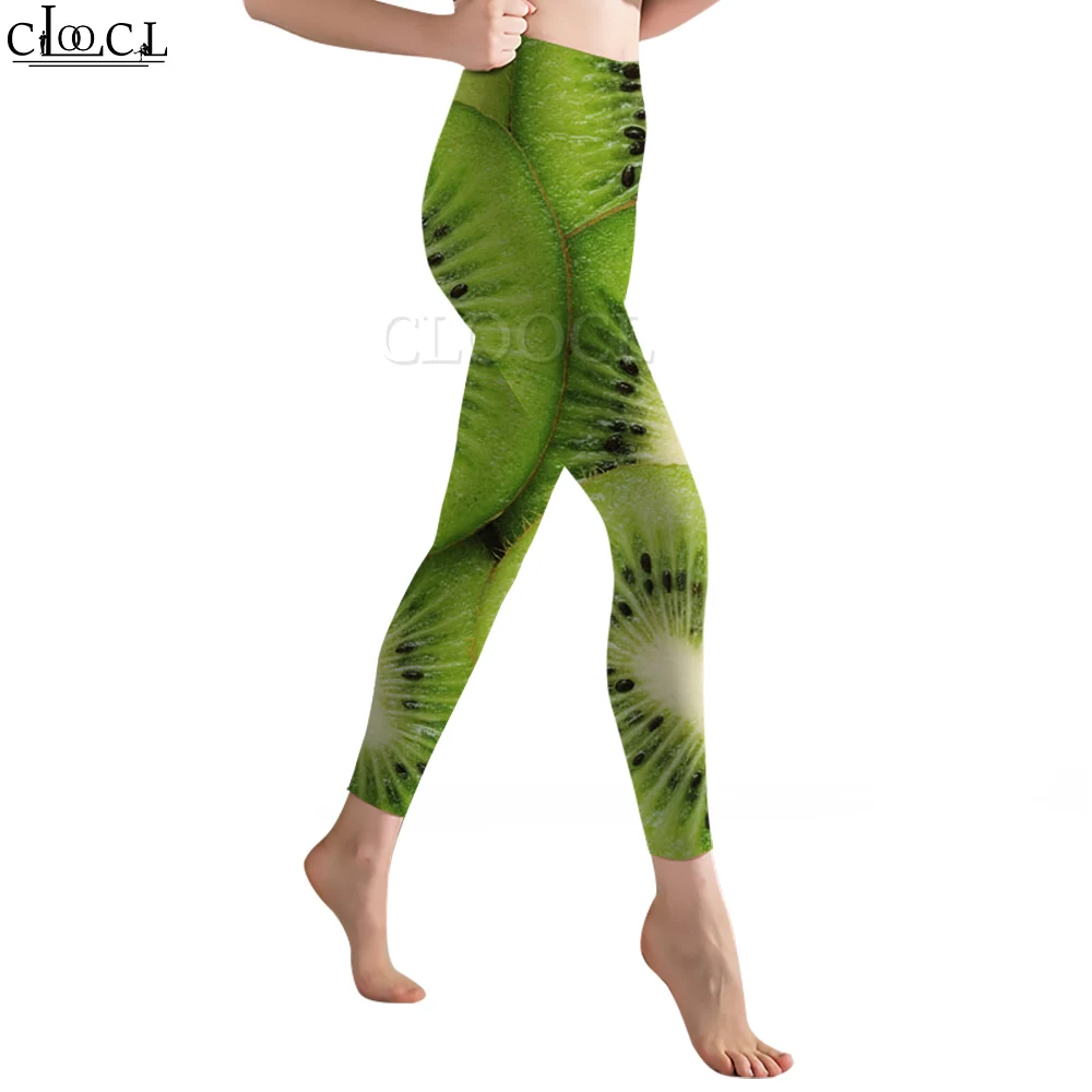 CLOOCL-Leggings informales a la moda para mujer, pantalones con estampado 3D de rodajas de Kiwi deliciosas, mallas sin costuras para entrenamiento de gimnasio