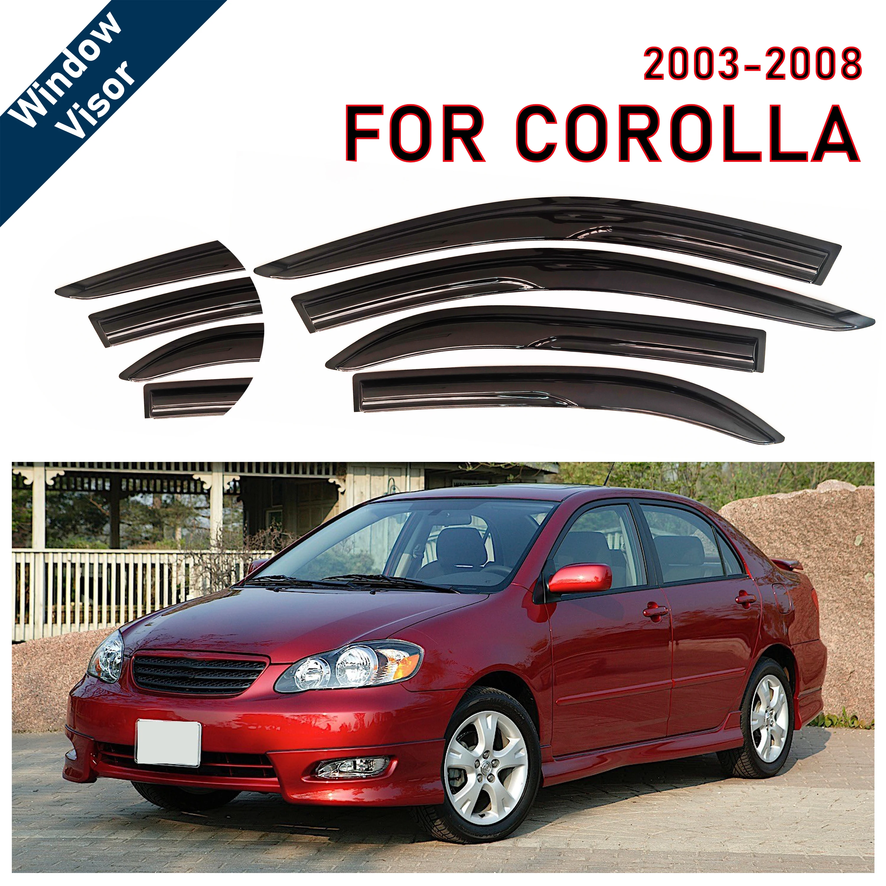 

4 pcs of the latest model car window sunshade for Corolla 2003-2008, window visor rain guards window visors window rain guards