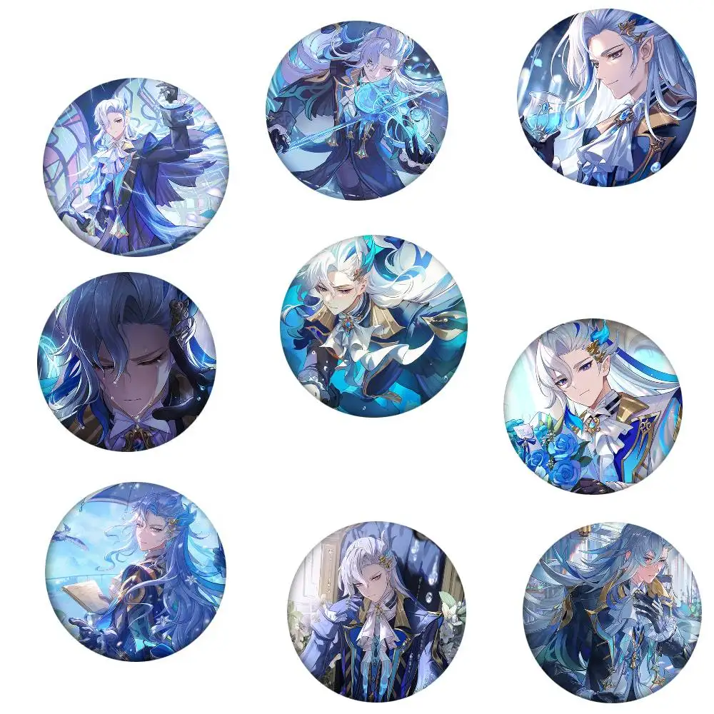 Anime Game Genshin Impact Neuvillette Round Badge Creative Brooch Clothing Backpack Accessories Lapel Pin