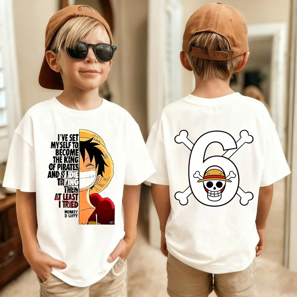 

Anime One Piece Cosplay Children's T-Shirt Summer Cotton Kids T-Shirt for Boy Girl Short Sleeve Tops Casual Loose Retro 2026