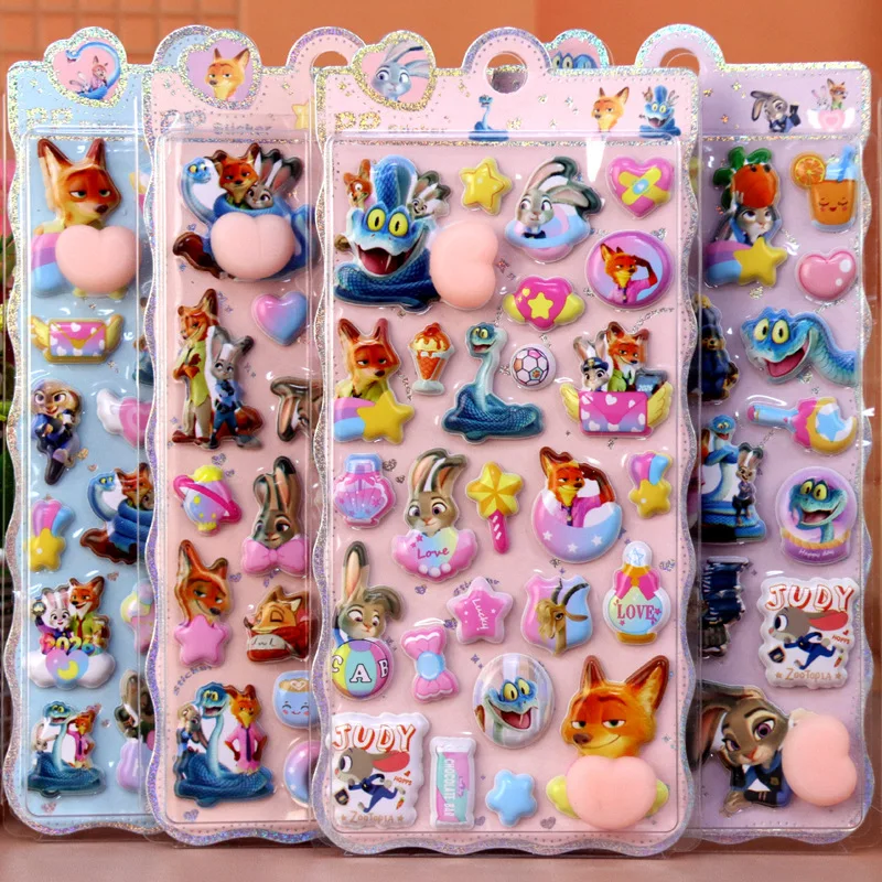 

4pcs Zootopia 3D Bubble Stickers Thickened Squishy Butt Stress Relief Cartoon Movie Peripheral Cute Stickers For Phone Cases