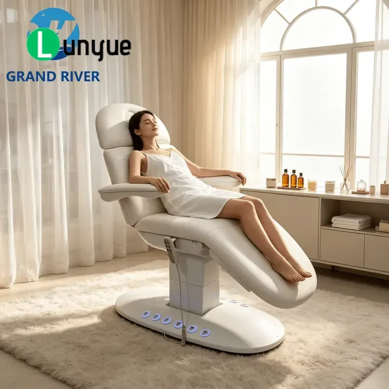 Electric Curved Eyelash Bed 3 Motor Height Adjustable Facial Care Chair for Spa Beauty Customizable