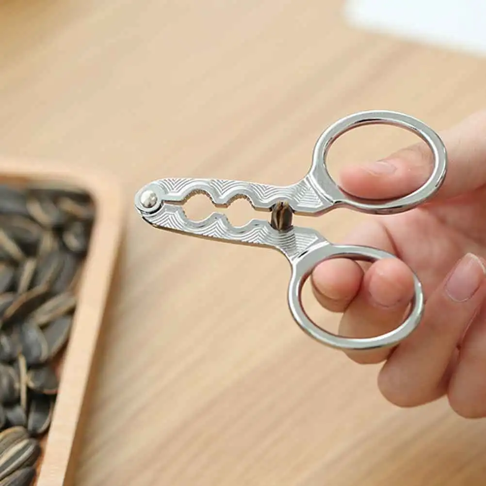 

2pcs Melon Seeds Nuts Walnut Cracker Pliers Opener Scissors Zinc Alloy Anti Rust Non Slip Handle Dual Size Groove Kitchen Bar