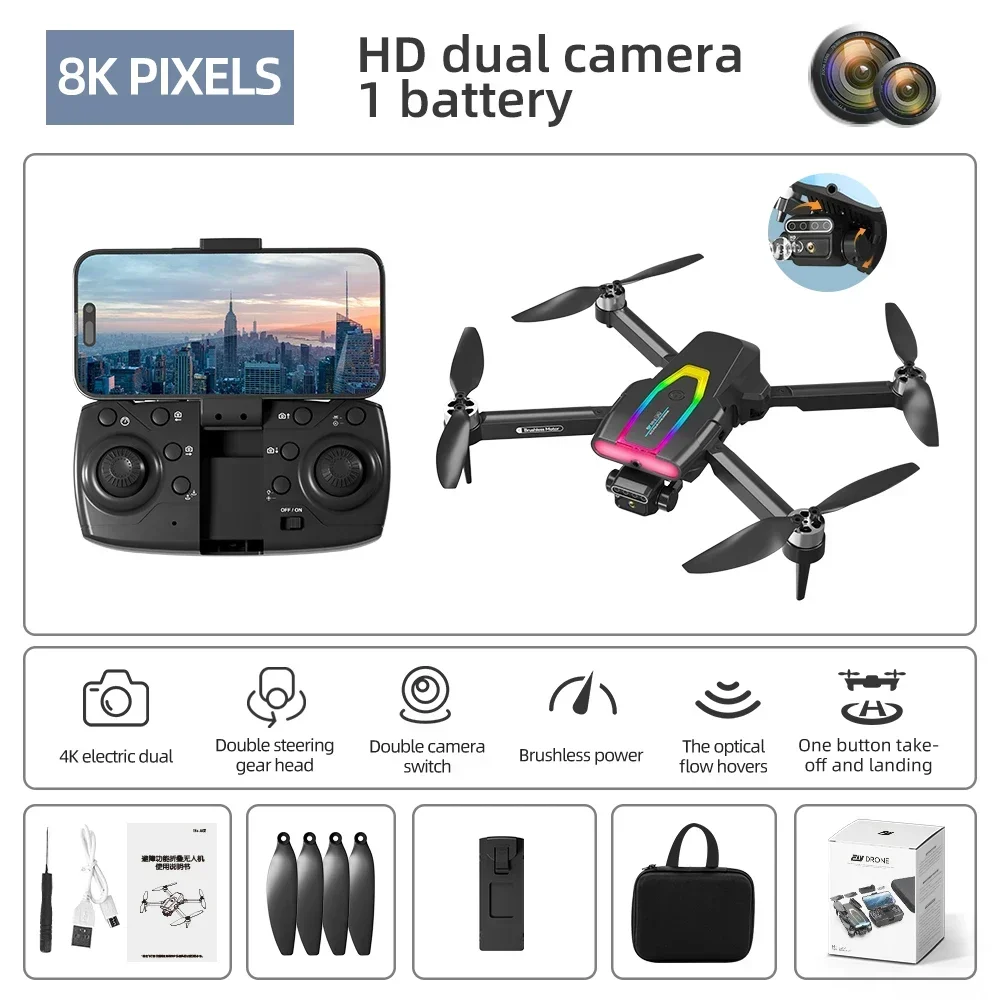 F199 Pro borstelloze optische stroomdrone Fpv 4k mini-drone met dubbele camera Hd 4k professionele quadcopter voor kinderen