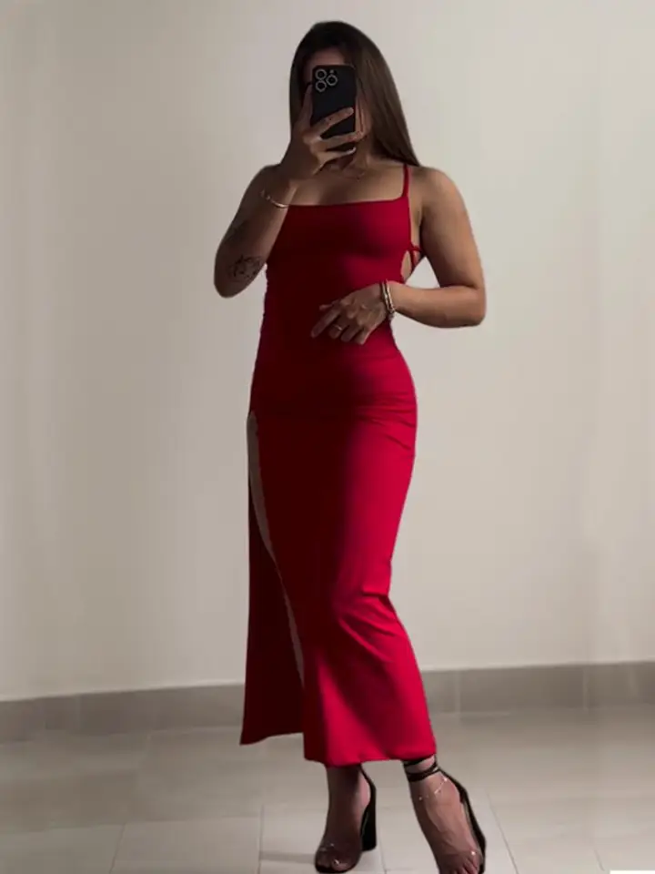 Vestido nuevo 2024 de verano, tiras halter de alta sensibilidad, vestido ajustado estilo Spice Girl 5