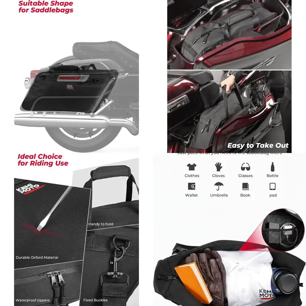 

Saddlebag Liners 1 Pair Motorcycle Saddle Liner Bag 32L Hard Saddle Insert Travel Storage Bag Compatible with Touring Street Gli