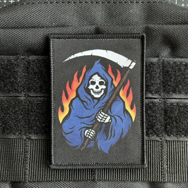 Skull Reaper Morale Badge Tactical Patch Death Soldier Printing Patches Hook and Loop Military Backpack Hellbringer Punk Sticker