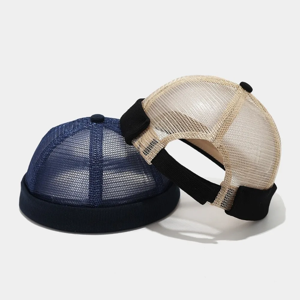 Classic Mesh Mesh Brimless Skullcap Brimless Rolled Cuff Summer Cap Net Unisex Hip Hop Cap Sailor Style