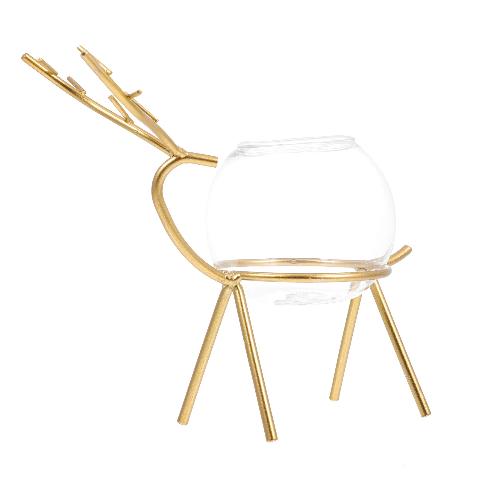 

Nordic Style Hydroponic Vase Deer Design Premium Glass Iron Flower Pot Home Office Desktop Decor Hydroponic Plant Vase