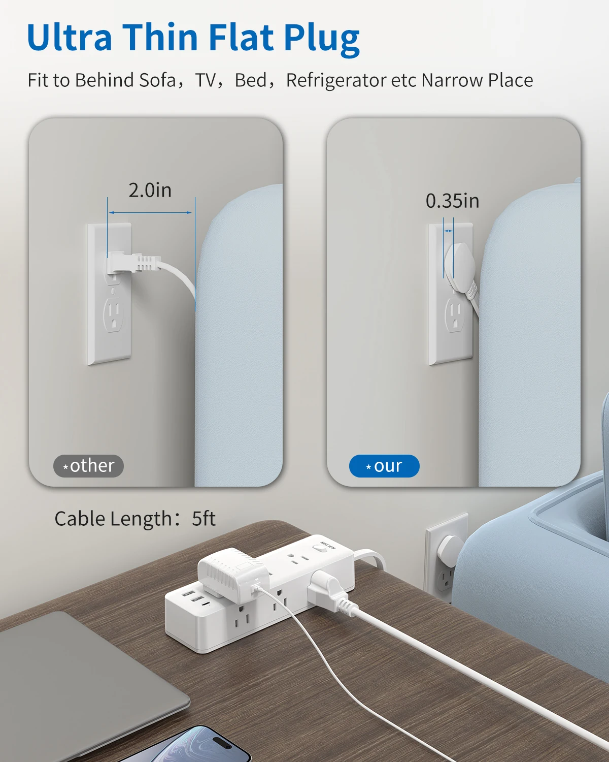 Us/Japan Plug Extension Socket with USB Port——Adapter with Surge Protection Suitable for Travel Use. Can Charge Multiple Devices at the Same Time. It Features a 9-Layer Safety Protection System, Including Surge Protect