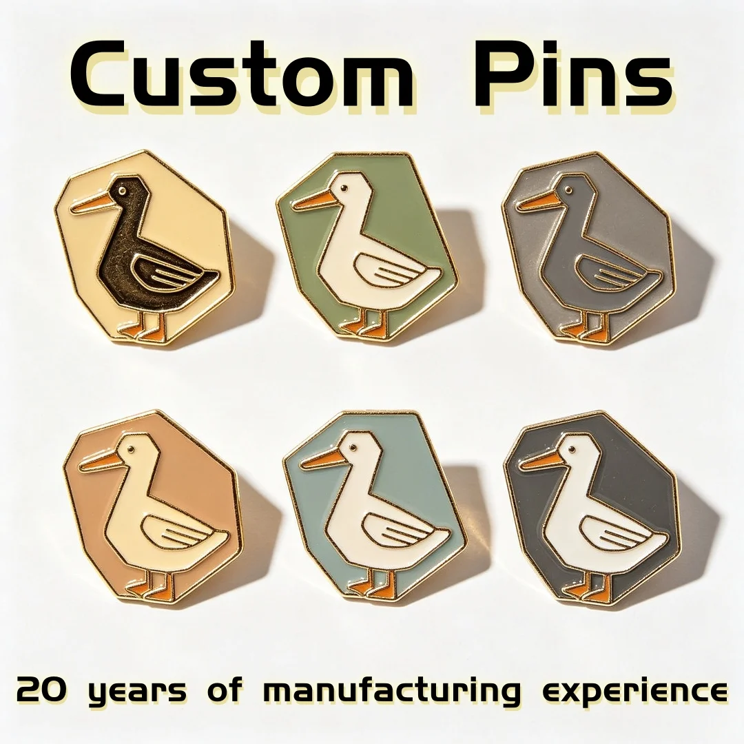 Magnet Badges Customizable Duck Animal Enamel Magnets Pins Personalized Logo Octagon Metal Decor Lapel Badge Gift