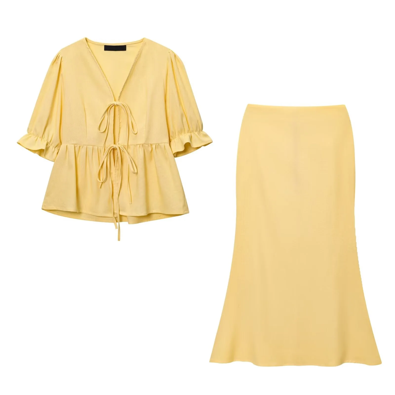

Fashion Yellow Cotton Linen Skirt Women Elegant Chic Fishtail Hip Zipper Midi Skirts Female 2025 New Summer Casual Long Skirt
