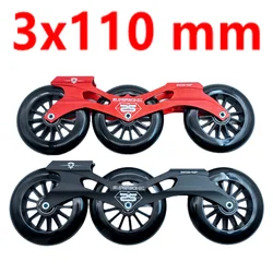 speed skate frame 3x110mm with wheels 110MM hardness 85a with bearings