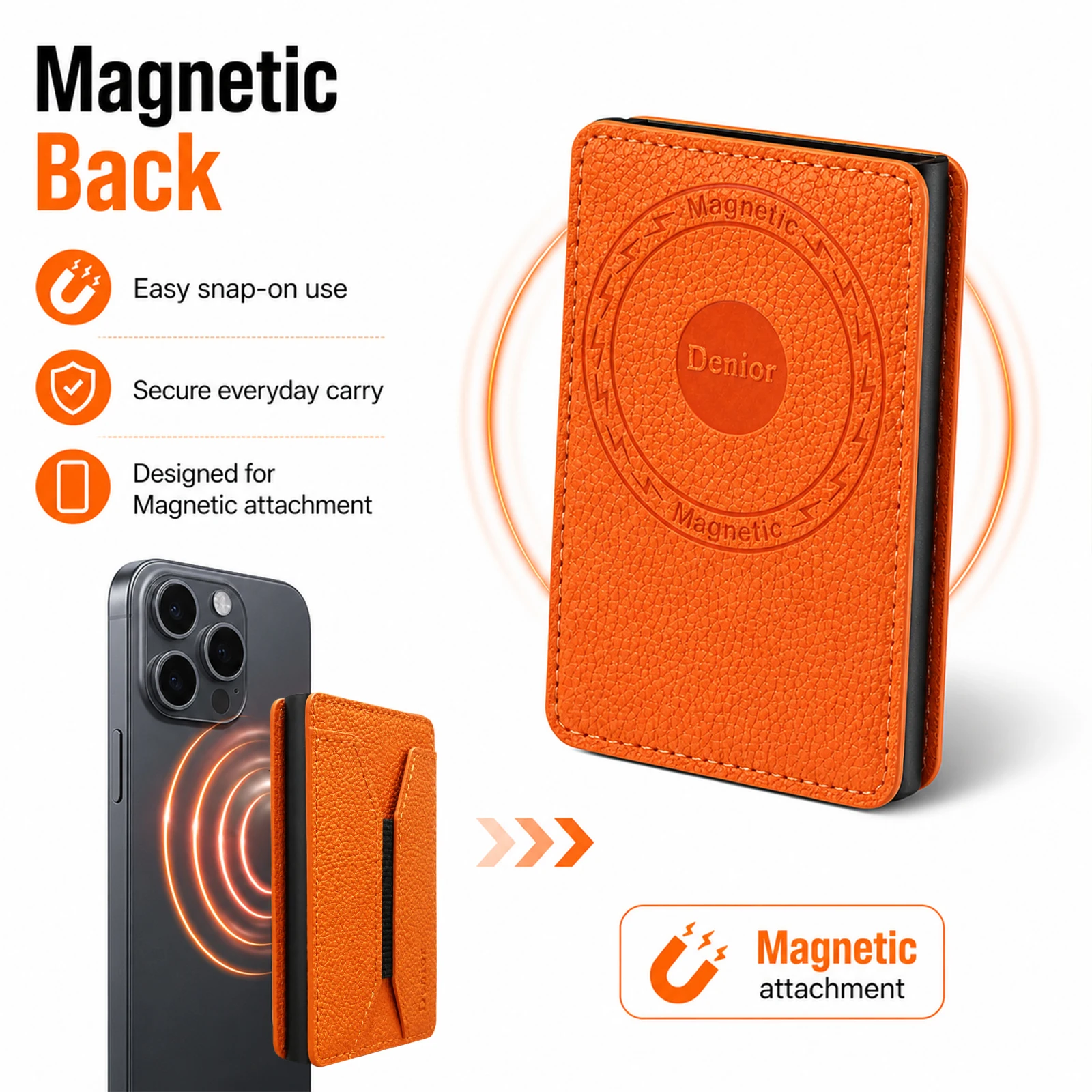 Denior Magsafe Magnetic Card Bag, Press Type Automatic Pop-up Multifunctional Card Box, Can Hold 6-8 Credit Cards Leather Wallet
