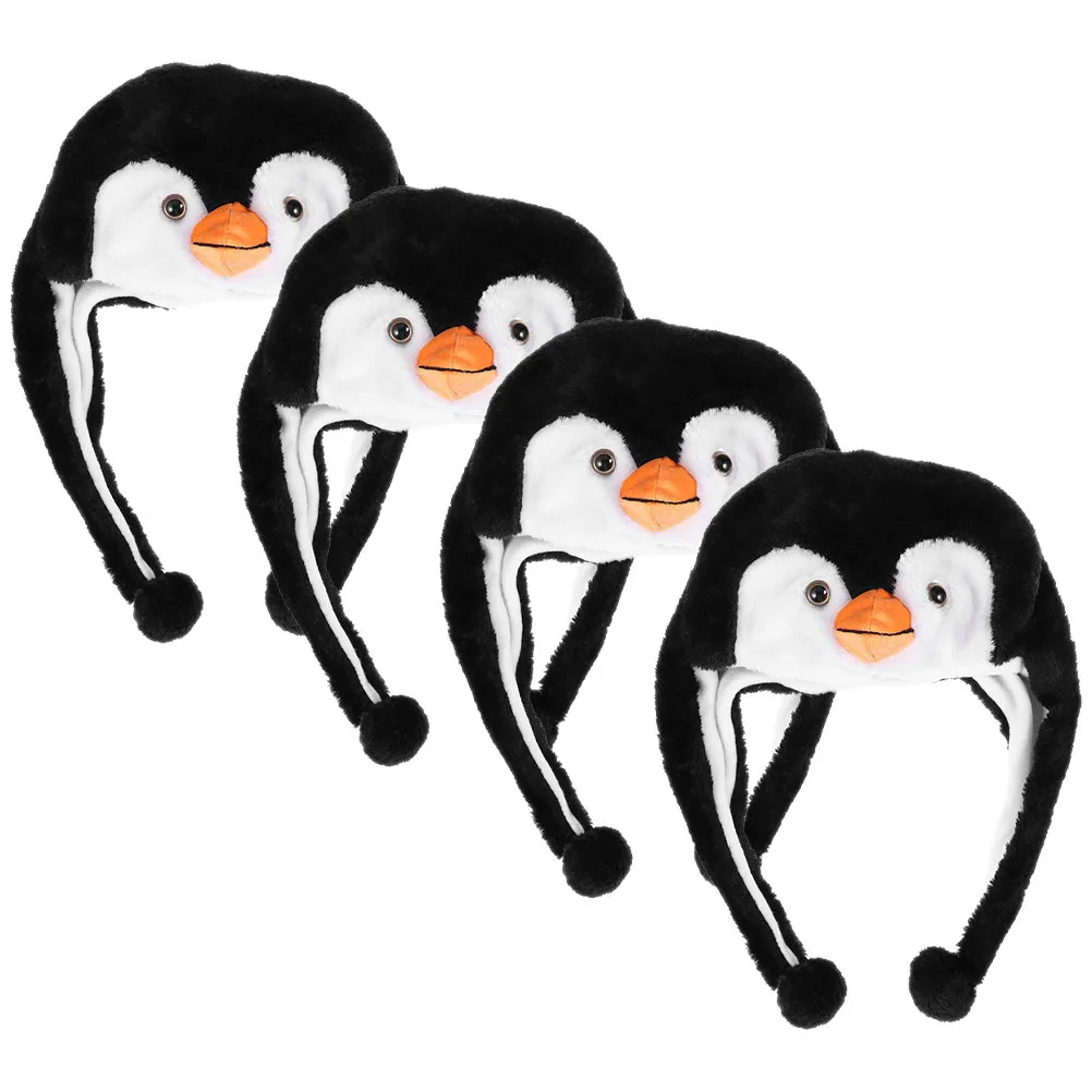 

4Pcs Creative Penguin Hat for Festival Events Cozy Headgear with Playful Design Ideal for Cosplay Party Favors Decor