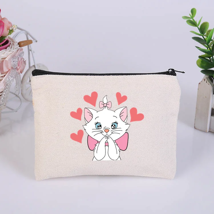 Disney The Aristocats Marie Cat New Women Cosmetic Bag Travel Makeup Bag Gift Cosmetic  Bag Portable School Teacher Pencil Case