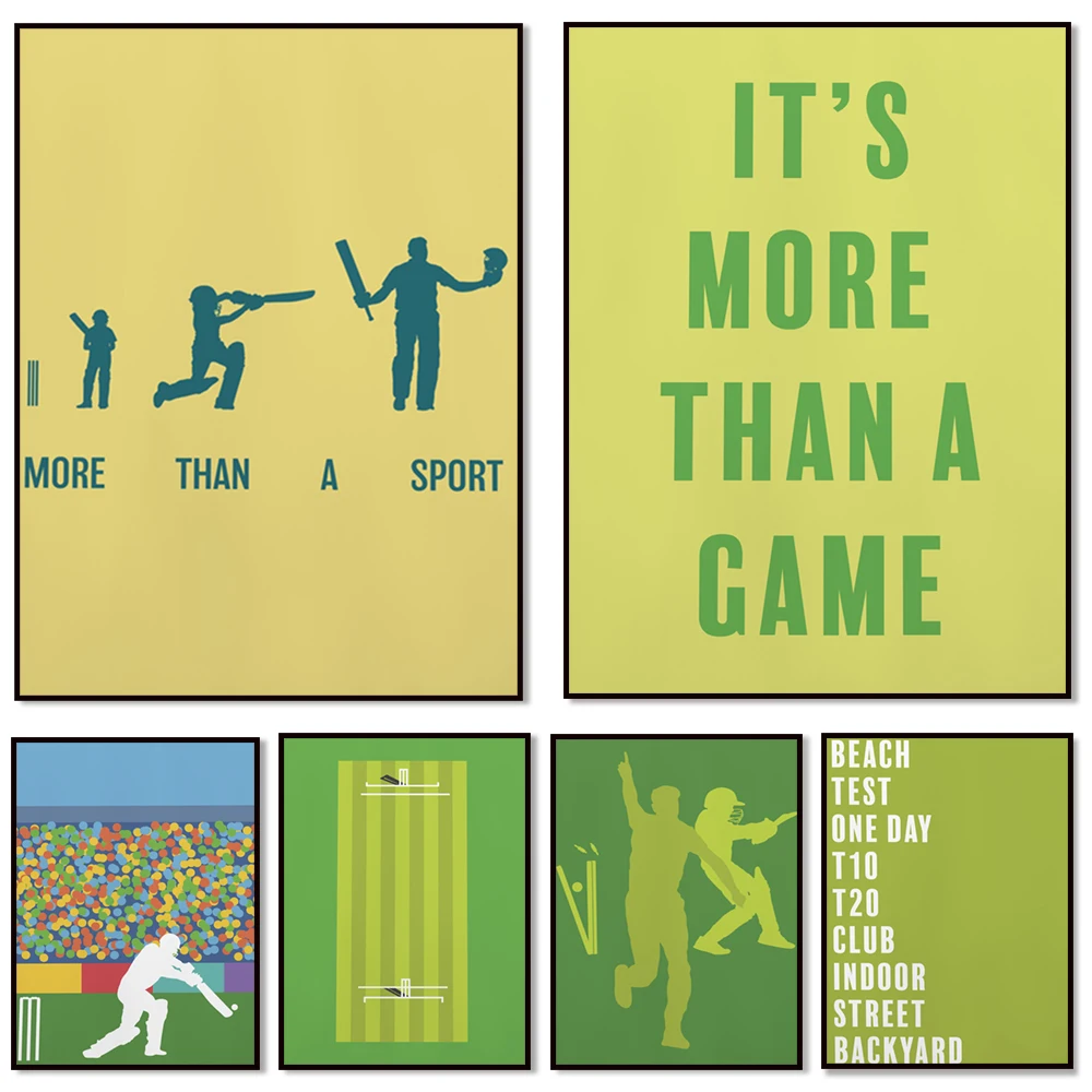 Wall art inspirational poster for cricket fans, retro sports test cricket poster, gift for cricket lovers, games room poster
