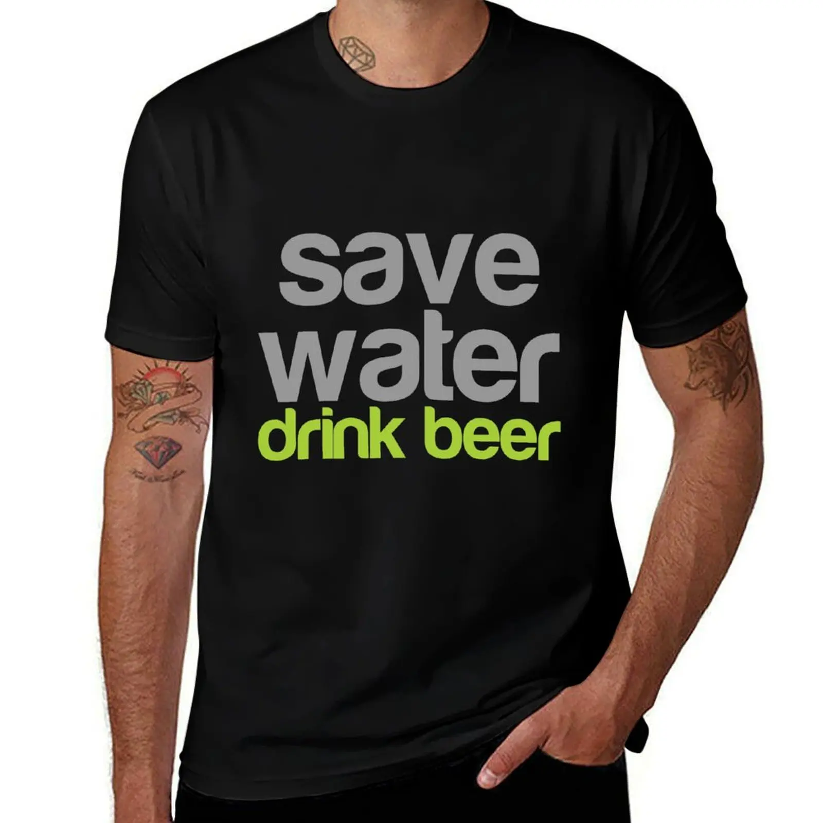 Save water, drink beer T-Shirt hippie clothes plain Aesthetic clothing boys whites funny t shirts men