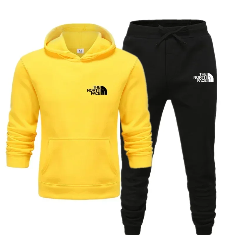 Autumn and winter men's and women's casual and fashionable fitness jogging sets, warm and elastic long pants, sports pullover