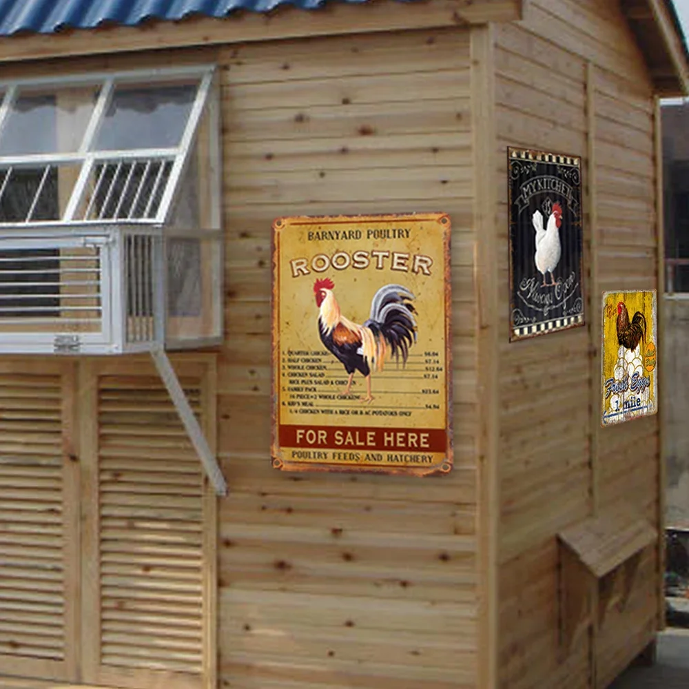 Vintage Chicken Rooster Metal Tin Sign 4