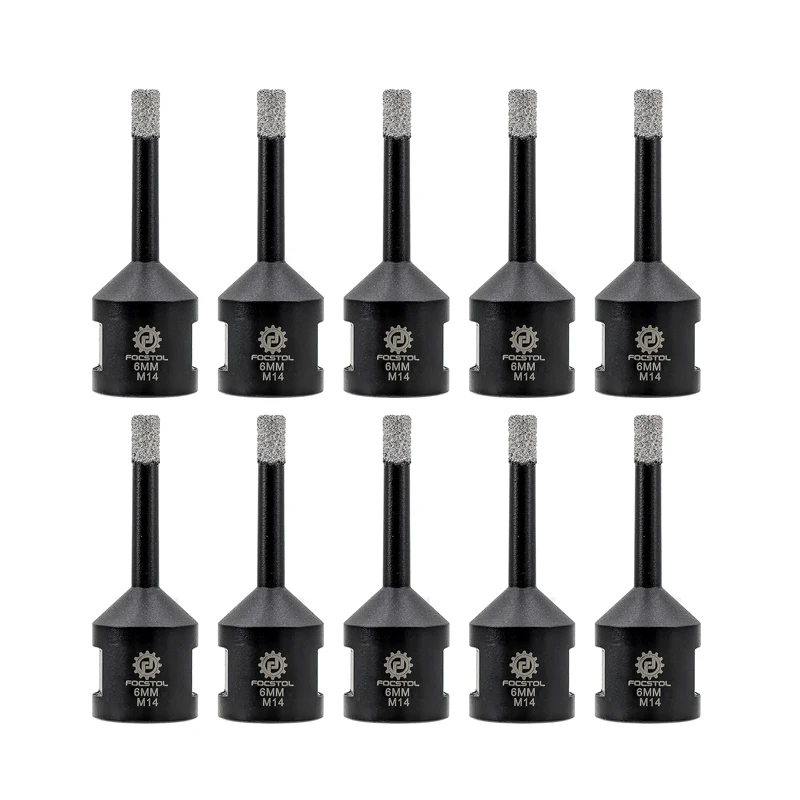 FOCSTOL 5pcs Set Dia 6/8/10mm Diamond Drill Core Bit Tile Hole Saw Drill for Tile Ceramic Marble Granite M14 Thread Core Bit