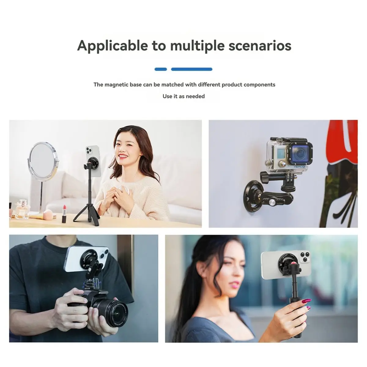 Magnetic Phone Tripod Holder for Phone Mount Adapter 1/4in Thread Shape for 17 16 15 Android Phones