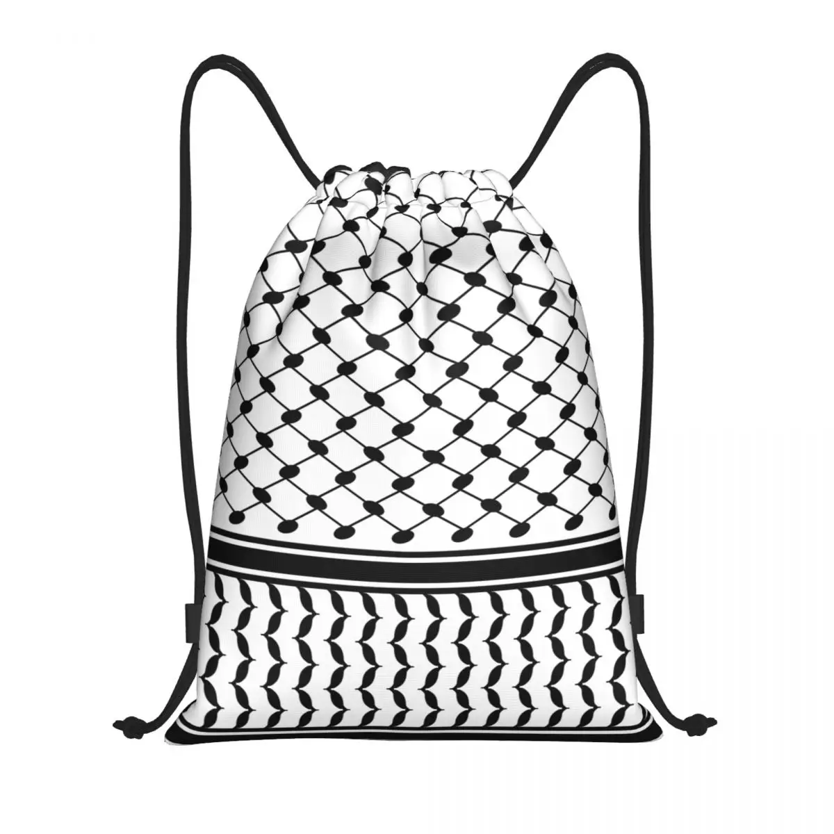 Personalizado árabe keffiyeh padrão tradicional sacos de cordão dobrável esportes ginásio mochila tatreez bordado mochilas de compras